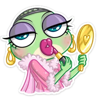 💄 лягушка, макияж, помада, красота, мультфильм, персонаж, косметика telegram sticker