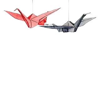 🍀 Origami, Grullas de papel, Pájaros, Manualidades, Rojo, Gris telegram sticker