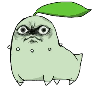 🌚 chikorita, pokemon, anime, funny, creepy, meme, cartoon telegram sticker