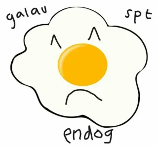 🍳 galau spt endog ไข่, อาหาร, การ์ตูน, ไข่ดาว, เศร้า telegram sticker