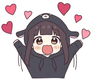 💗 милый, аниме, сердечки, мультфильм, девушка, каваий telegram sticker