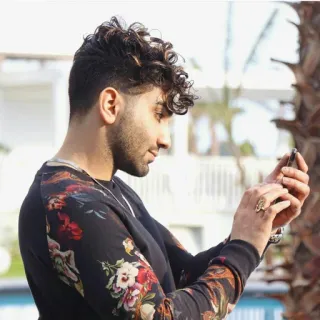 🖤 man, curly hair, selfie, flowers, portrait, casual telegram sticker