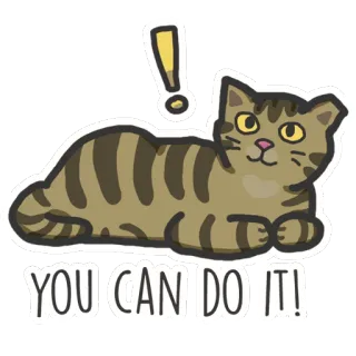😍 YOU CAN DO IT! gato, motivacional, ánimo, positivo, pegatina, dibujos animados, animal telegram sticker