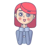 😃 kobieta, dziewczyna, kreskówka, rude włosy, uśmiechnięta, urocza telegram sticker