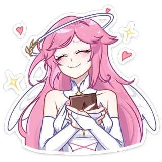 ☺️ chica anime, pelo rosa, ángel, kawaii, lindo, sticker telegram sticker