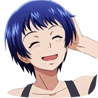 😳 anime, sorridente, capelli corti, personaggio telegram sticker