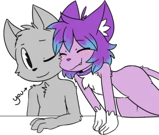 🤗 you -> 猫, 擬人化, アニメ, ケモノ, ハグ, 愛情, 友情 telegram sticker