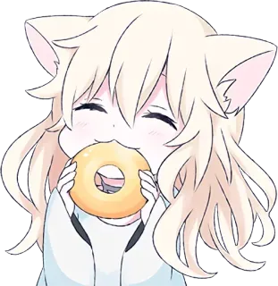 💗 anime, cat girl, donut, cute, kawaii telegram sticker