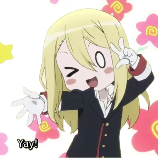 😉 Yay! Animé, Dessin animé, Joie, Mignon, Fille, Yeah whatsapp sticker