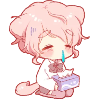 😢 Cartoon, Personage, Verdrietig, Ziek, Schattig, Kawaii telegram sticker