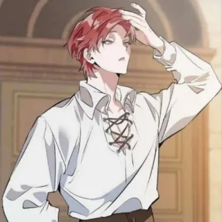 🗑 anime, manga, red hair, man, character, white shirt telegram sticker