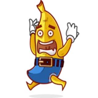 😱 바나나, 만화, 과일, 달리기, 무서운, 웃긴, 캐릭터 telegram sticker