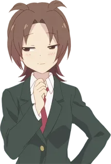 😏 anime, desenho animado, personagem, sorriso, menina telegram sticker