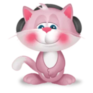 😊 gatto, adesivo, rosa, animale, cuffie, cartone animato telegram sticker