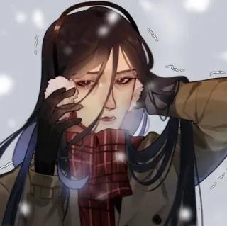 🤨 Anime, Cartoon, Winter, Schnee, Kälte, Person, Illustration whatsapp sticker
