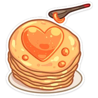 ❤️ panquecas, comida, café da manhã, pilha, coração, xarope, sobremesa telegram sticker