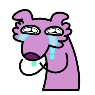 😭 chien, pleurs, dessin animé, autocollant, triste, émotion, violet telegram sticker