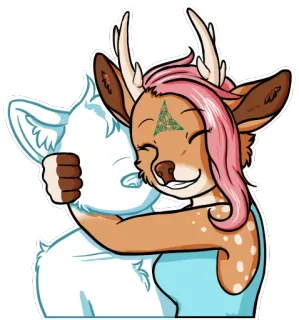 🤗 cervo, abbraccio, antro, amicizia, animale, carino whatsapp sticker