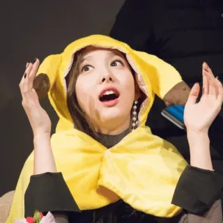 😮 woman, yellow, hood, funny face, open mouth, eyes wide telegram sticker