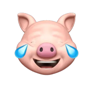🐷 свинья, эмодзи, плачущий, смеющийся, лицо, животное telegram sticker