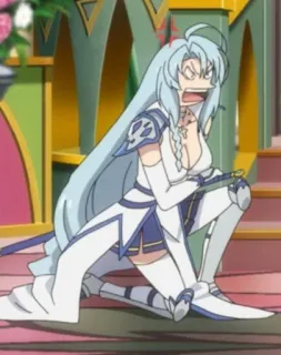 😡 Anime, Fantasy, Kriegerin, Schwert, Wut whatsapp sticker