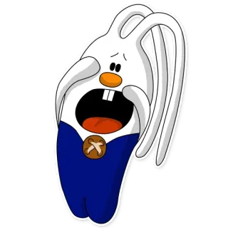 😱 cartoon, white rabbit, bunny, yelling, mouth open, surprise, shock, animal telegram sticker