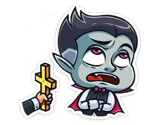 😑 Dracula vampiro, halloween, monstruo, cruz, asustado, dibujos animados telegram sticker