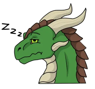 😴 ZZZ dragon, dormir, fatigué, dessin animé, autocollant, vert, fantaisie whatsapp sticker