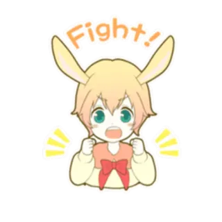 🔥 Fight! Anime, Pelea, Conejo, Kawaii, Lindo, Exclamación whatsapp sticker