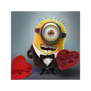 💝 Minion Minion, dessin animé, Saint-Valentin, bonbon, mignon telegram sticker