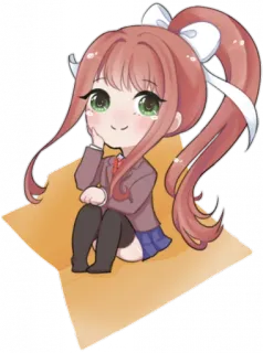 💚 Monika Doki Doki Literature Club! monika, doki doki literature club, anime, manga, sticker, cute, kawaii telegram sticker