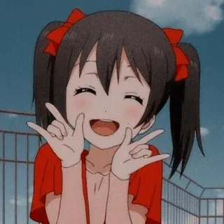 🖤 Anime Mädchen, süß, Cartoon, lächelnd, glücklich, Anime, kawaii telegram sticker