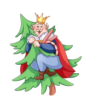 🌲 왕, 나무, 소시지, 등반, 만화, 웃긴, 기발한 whatsapp sticker