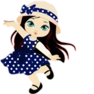 Ⓜ️ Mädchen, Kleid, Hut, niedlich, Cartoon whatsapp sticker