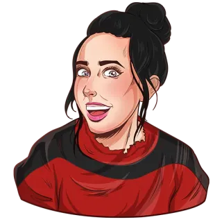 😃 femme, personne, dessin animé, illustration, sourire, portrait telegram sticker