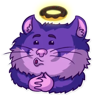 😇 кот, пончик, милый, животное, наклейка telegram sticker