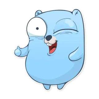 👍 golang, gopher, programowanie, maskotka, kreskówka, zwierzę telegram sticker