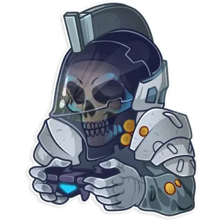 🎮 骷髅, 游戏玩家, 头盔, 控制器, 未来, 骷髅头 telegram sticker