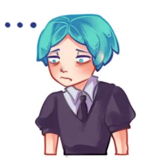 🥲 ... Anime, Verdrietig, Denkend, Blauw haar, Expressie, Cartoon, Sticker telegram sticker