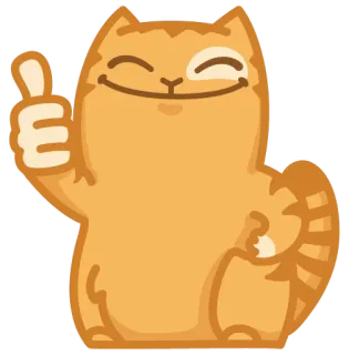 👍 cat, thumbs up, orange, happy, animal telegram sticker