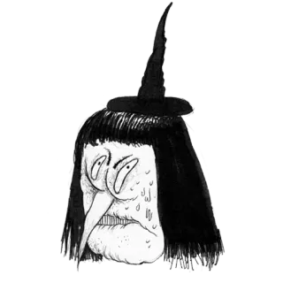 😖 bruxa, halloween, velha, chapéu, desenho animado telegram sticker