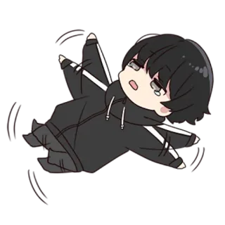 😊 Anime, Chibi, Triste, Carino, Capelli Neri, Piangendo telegram sticker