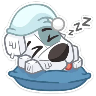 😴 chien, endormi, dormir, dessin animé, animal, oreiller, nuit whatsapp sticker