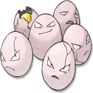 🔵 Exeggcute Pokémon pokemon, noeunoeuf, oeufs, monstre, créature, jeu vidéo, animé, dessin animé telegram sticker
