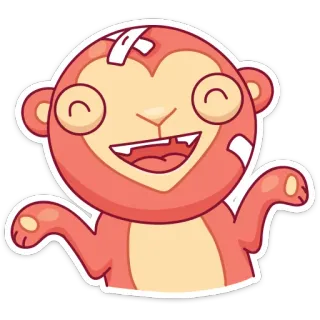 ☺️ małpa, kreskówka, bandaże, zwierzę, słodki, szczęśliwy whatsapp sticker