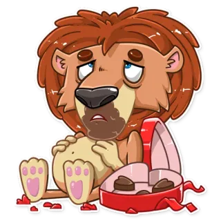 🤢 löwe, schokolade, valentinstag, essen, tiere, aufkleber telegram sticker