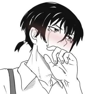 😢 anime, manga, menangis, sedih, emosional, ilustrasi, karakter telegram sticker