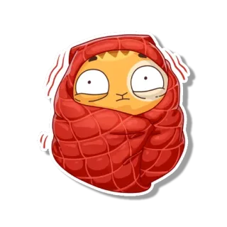 😱 gato, manta, frío, lindo, dibujo animado telegram sticker