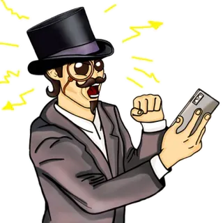 😠 Haut-de-forme, Monocle, Homme, Costume, En colère, Téléphone portable, Vintage, Dessin animé telegram sticker