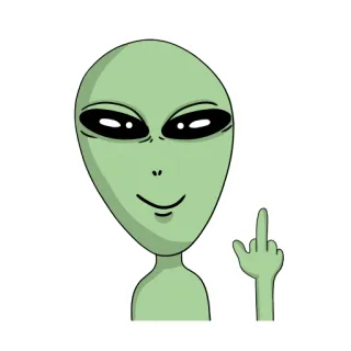 👽 Alieno, Dito medio, Scortese, Gesto, Offensivo telegram sticker
